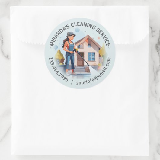 Modern House Cleaning Maid Service Housekeeping Runder Aufkleber (Tasche)