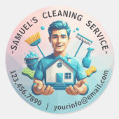 Modern House Cleaning Maid Service Housekeeping Runder Aufkleber (Vorderseite)