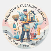 Modern House Cleaning Maid Service Housekeeping Runder Aufkleber (Vorderseite)