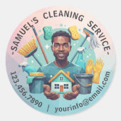 Modern House Cleaning Maid Service Housekeeping Runder Aufkleber (Vorderseite)