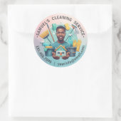 Modern House Cleaning Maid Service Housekeeping Runder Aufkleber (Tasche)