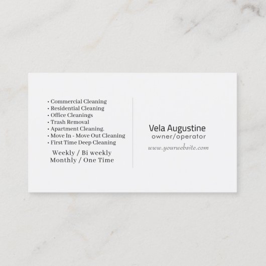Modern House Cleaning Maid Service Housekeeping Visitenkarte (Rückseite)