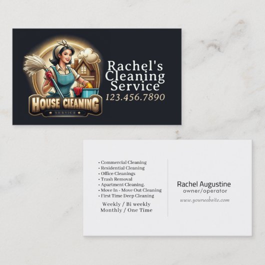 Modern House Cleaning Maid Service Housekeeping Visitenkarte (Vorne/Hinten)