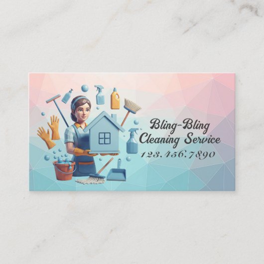 Modern House Cleaning Maid Service Housekeeping Visitenkarte (Vorderseite)