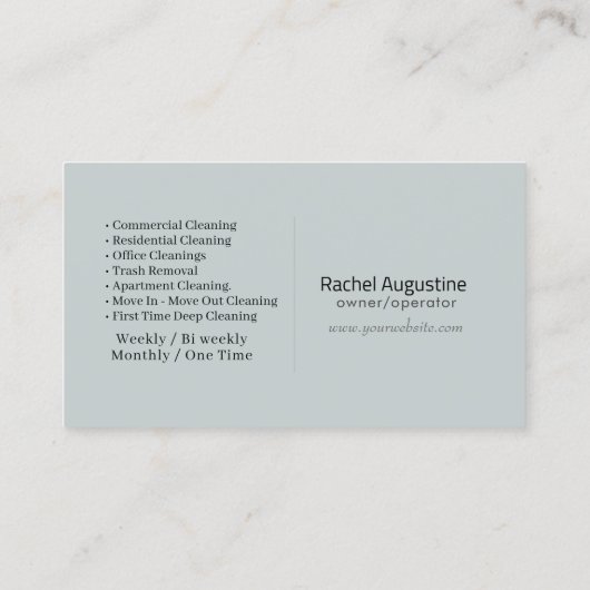 Modern House Cleaning Maid Service Housekeeping Visitenkarte (Rückseite)