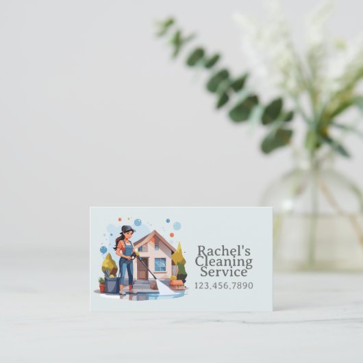 Modern House Cleaning Maid Service Housekeeping Visitenkarte (Stehend Vorderseite)