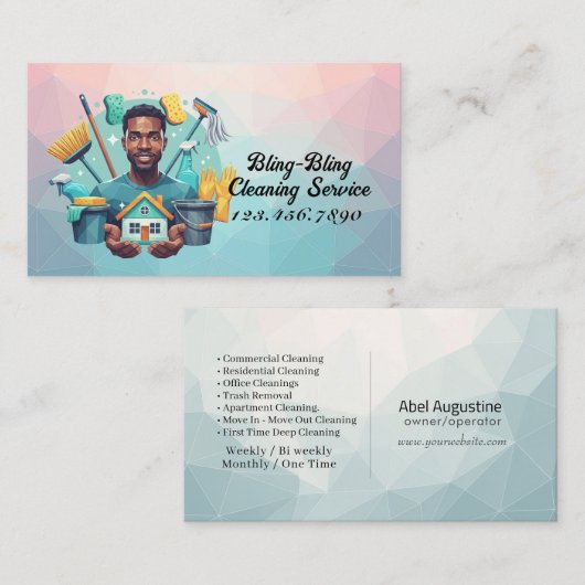 Modern House Cleaning Maid Service Housekeeping Visitenkarte (Vorne/Hinten)
