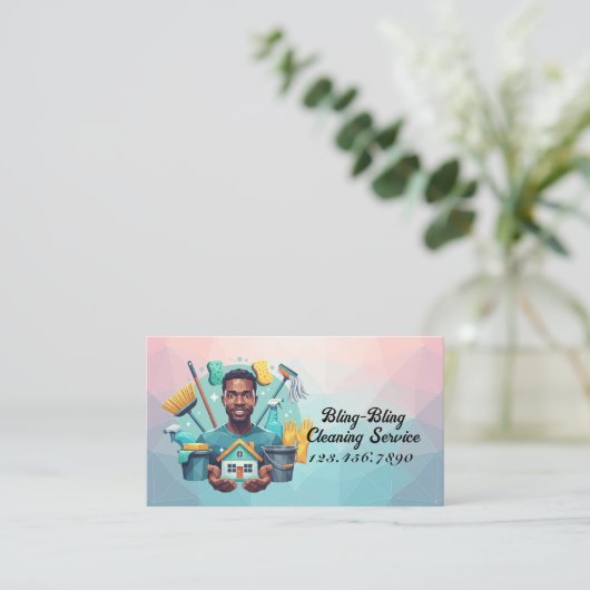 Modern House Cleaning Maid Service Housekeeping Visitenkarte (Stehend Vorderseite)