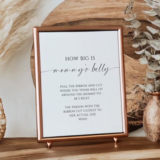 Modern How Big is Mommy's Bly Baby Shower Game Poster