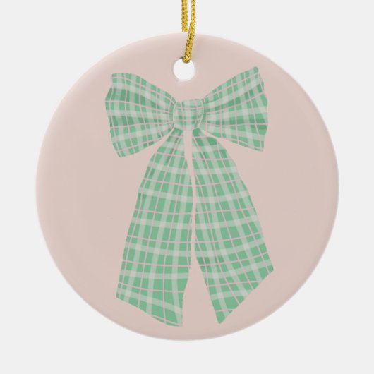 Modern Hübsch Blush Gingham Romantischer Coquette Keramik Ornament (Vorne)