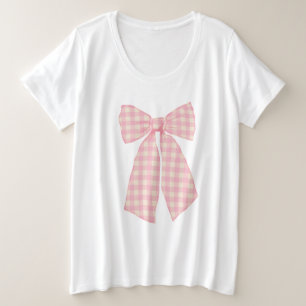 Modern Hübsch Pink Gingham Romantischer Coquette B Große Größe T-Shirt
