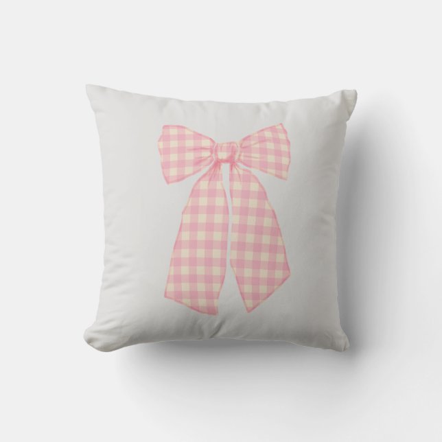 Modern Hübsch Pink Gingham Romantischer Coquette B Kissen (Vorderseite)