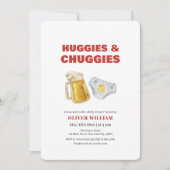 Modern Huggies Chuggies Beer & Diaper Baby Shower Einladung (Vorderseite)