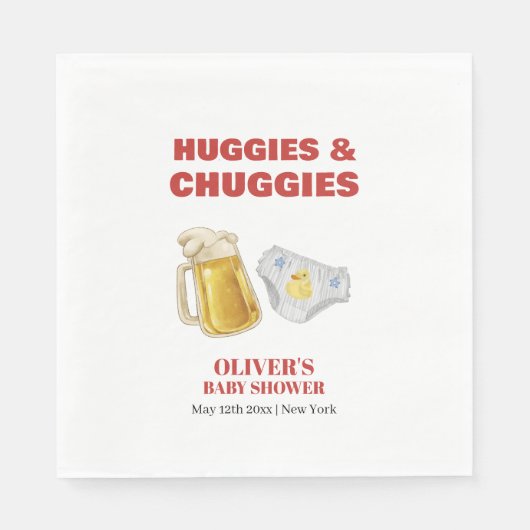 Modern Huggies Chuggies Beer Diaper Baby Shower Serviette (Vorderseite)