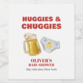 Modern Huggies Chuggies Beer Diaper Baby Shower Weinetikett (Einzelnes Label)