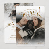Modern Humans Getting Married Pet of Honor Dreamy Save The Date (Vorne/Hinten)