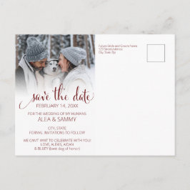 Modern Humans Getting Married Pet Photo Engagement Postkarte