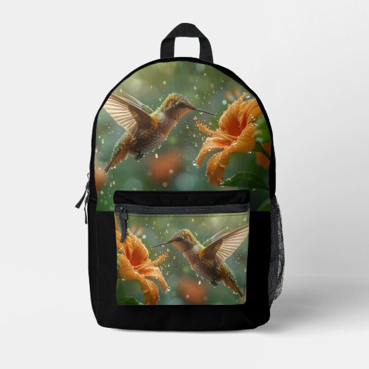 Modern Hummingbird Garden Bedruckter Rucksack (Vorderseite)