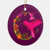 Modern Hummingbirds Lila Personalisiert Keramik Ornament (Links)
