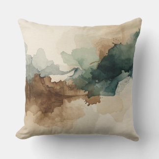 Modern Hunter Green Brown Sage Beige Abstract Kissen