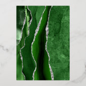 Modern Hunter Green Silver Agate Wedding Folieneinladung (Rückseite)