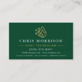 Modern HVAC Green Gold QR Code Visitenkarte (Vorderseite)