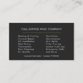 Modern HVAC Services Company Black Gold  Visitenkarte (Rückseite)