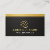 Modern HVAC Technician Black Gold Visitenkarte (Vorderseite)