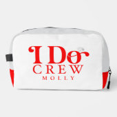 Modern I Do Crew Bold Red Bridesmaid Waschbeutel (Vorderseite)