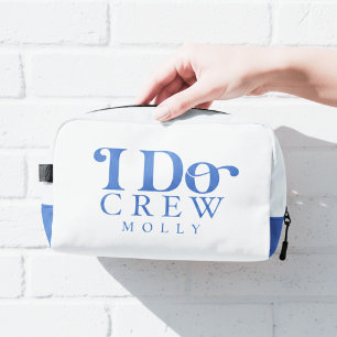 Modern I Do Crew Kobaltblaue Brautjungfer Waschbeutel
