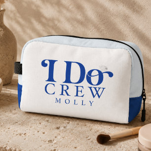 Modern I Do Crew Kobaltblaue Brautjungfer Waschbeutel