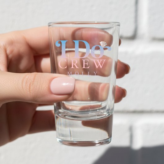 Modern I Do Crew Pastel Gradient Bridesmaid Schnapsglas