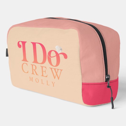 Modern I Do Crew Sunset Gradient Bridesmaid Waschbeutel (Rechte Ecke)