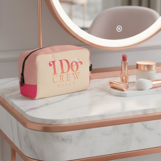 Modern I Do Crew Sunset Gradient Bridesmaid Waschbeutel