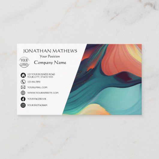 Modern I farbig Abstrakt Visitenkarte (Vorderseite)