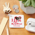 Modern I Liebe Meine Freundin | Herz-Foto Schlüsselanhänger<br><div class="desc">Überraschen Sie Ihren Freund mit dieser niedlichen I-Liebe meine Freundin Keyring dieser Weihnachten, Geburtstag oder Jubiläum. Der Schlüsselanhänger kann für Ihre Ehefrau, Freund, Ehemann, Bestie, beste Freundin, Schwester, Bruder, Tochter, Tante, Onkel, Oma, Opa und mehr angepasst werden! Die Hintergrundfarben können durch Anklicken des entsprechenden Links nach der Personalisierung geändert werden....</div>