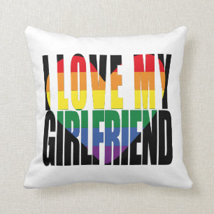Modern I Liebe My Girlfriend Rainbow Heart Kissen
