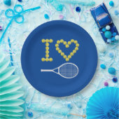 Modern I Liebe Tennis Blue Pappteller (Party)