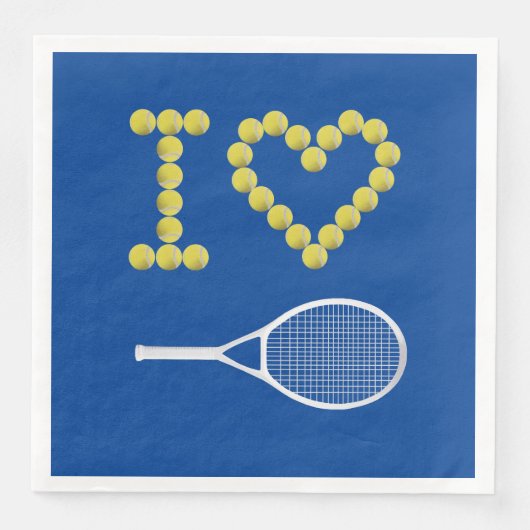 Modern I Liebe Tennis Court Blue Serviette (Vorderseite)