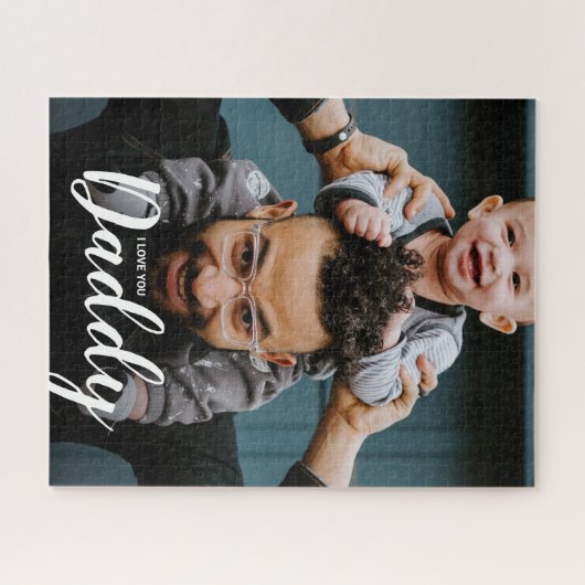 Modern I Liebe You Daddy Script Custom Foto Puzzle (Horizontal)