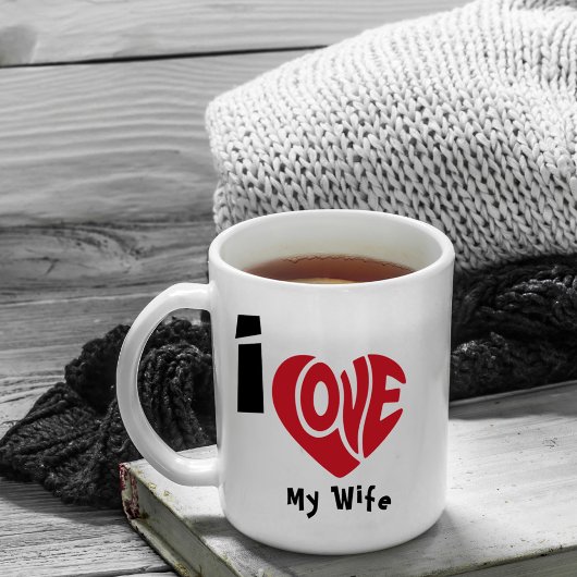 Modern I Love Red Heart Quote Kaffeetasse