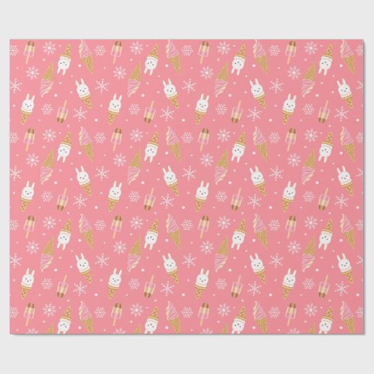 Modern Ice Cream Pink Winter Christmas Pattern Geschenkpapier (Flach)