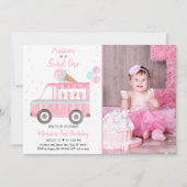 Modern Ice Cream Truck Sweet One Birthday Einladung (Vorderseite)