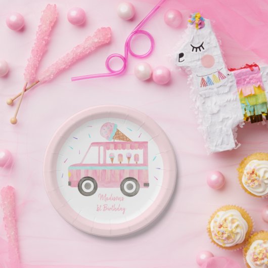 Modern Ice Creme Truck Geburtstag Pappteller (Party)