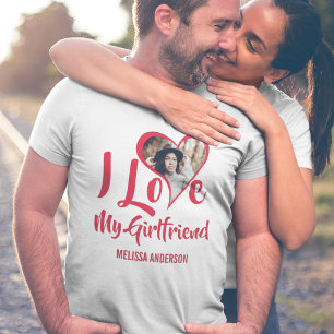Modern Ich liebe meine Freundin   Herz Foto T-Shir T-Shirt