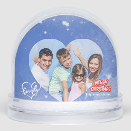 Modern Icy Blue Christmas Family Photo Name  Schneekugeln
