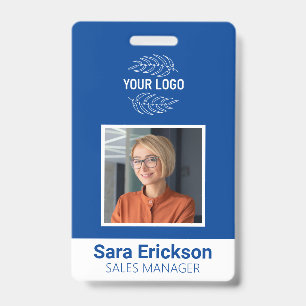 Modern ID Card Blue Business Employee Bar Code Ausweis