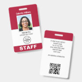 Modern ID Foto Security Staff Pass Red Custom Ausweis (Vorder- & Rückseite)