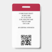Modern ID Foto Security Staff Pass Red Custom Ausweis (Rückseite)