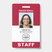 Modern ID Foto Security Staff Pass Red Custom Ausweis (Vorderseite)